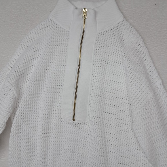 Varley Aurora Half Zip Sweater Women's XS White Activewear Open Knit High Neck - Picture 7 of 10